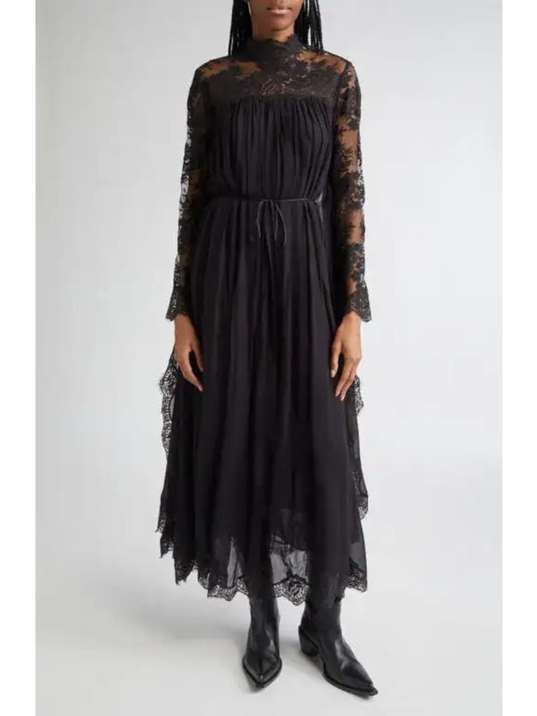 Zimmermann Black Lace Bat-Wing Maxi Dress Size Au 2/ M